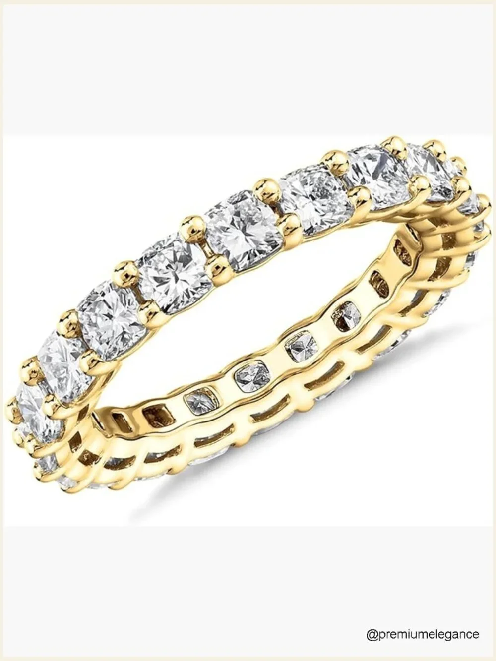 Eternity Band Ring - Square CZ Stackable Wedding Band Gold Plated